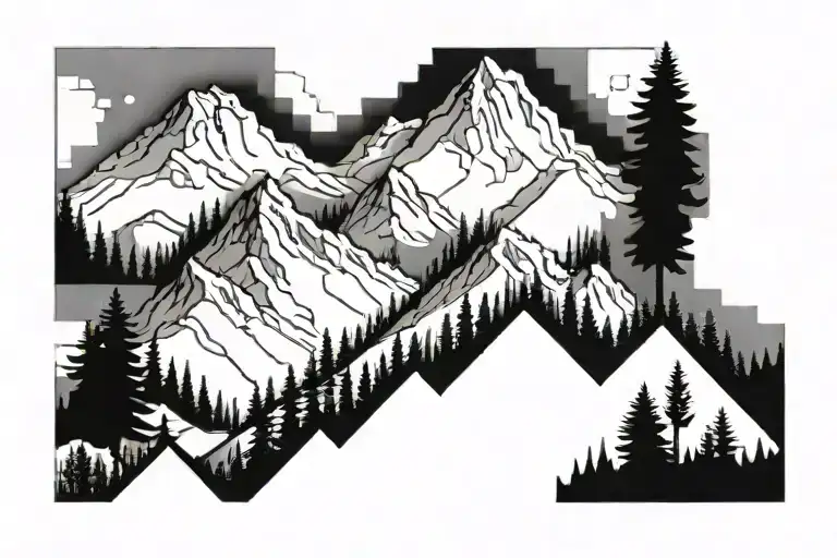 Pixelated Mountain Landscape