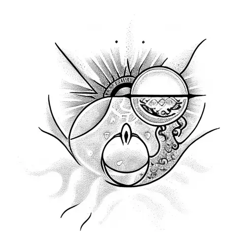 A Delicate And Romantic Tattoo Of A Sun And Moon Sharing A Gentle Kiss