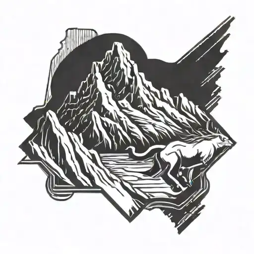 A Minimalist Outline Of A Mountain Range With A Small Lord Shiva Silhouette In The Background