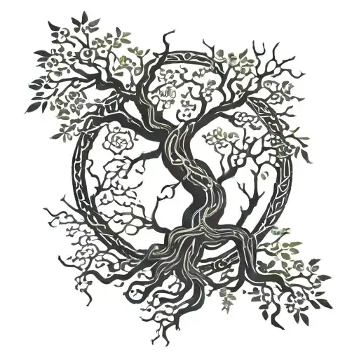 Nordic Three Of Life Intertwined Branches And Roots