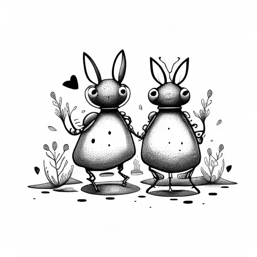 Cartoon Couple Bugs Living In The Mud Happily In Love Doing Bug Stuff