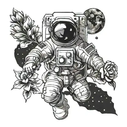 Astronaut Holding Flowers In Space