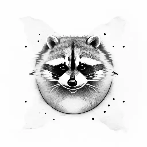 Raccoon With Misfits Skull On His Belly