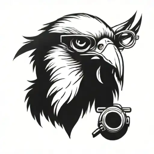 Eagle With Houglasses In Arm Blackwork