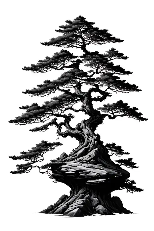 Bonsai Tree Rocks Mountain