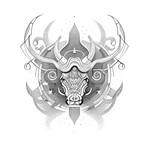 A Muscular Taurus Zodiac Sign Formed By Musical Notes