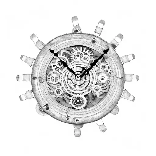 Mechanical Clock With Gears And Cogs Surrounded By Oil Field Equipment