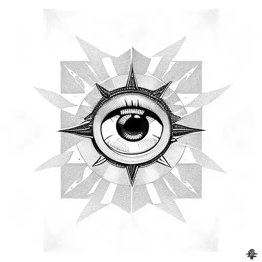 Eye Triangle Sun Rays Art Deco Pattern