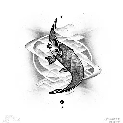 Pisces Sign Mixed With Music Theme And A Phoenux Rising Up