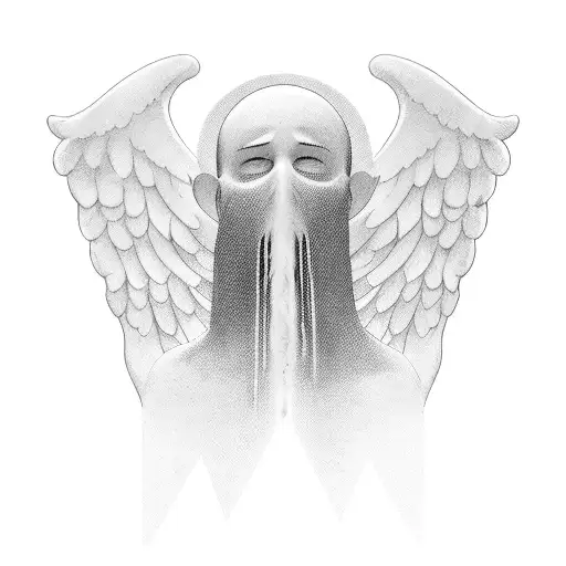 Male Angel With No Face Wings And Open Arms Like A Cross With Only A Short Like A Boudist