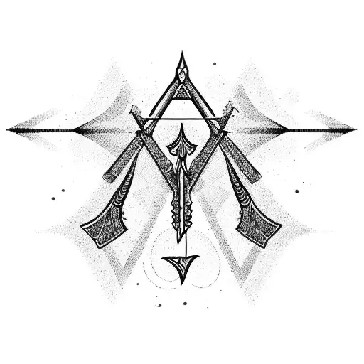 A Detailed Illustration Of A Bow And Arrow With Intricate Patterns