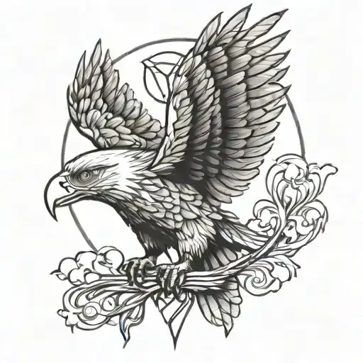 Design A Tattoo Featuring A Majestic Eagle With A Broken Heart Symbol Integrated Into The Design