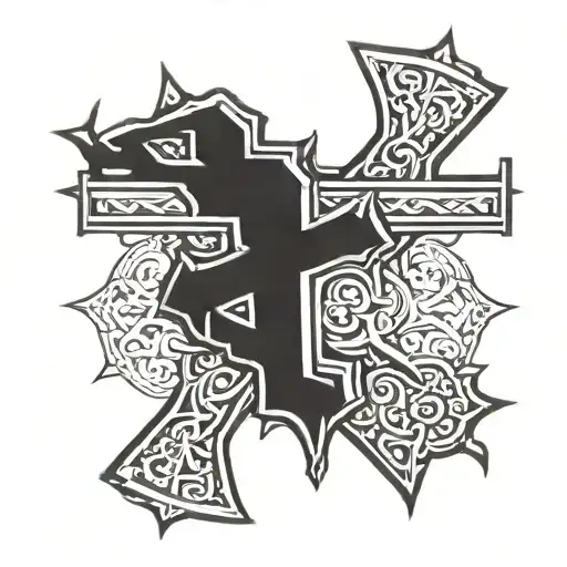 Masculine Cross With The Word Jesus In The Center