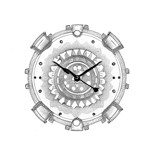 A Clock With Gears Made Of Pencils And Books