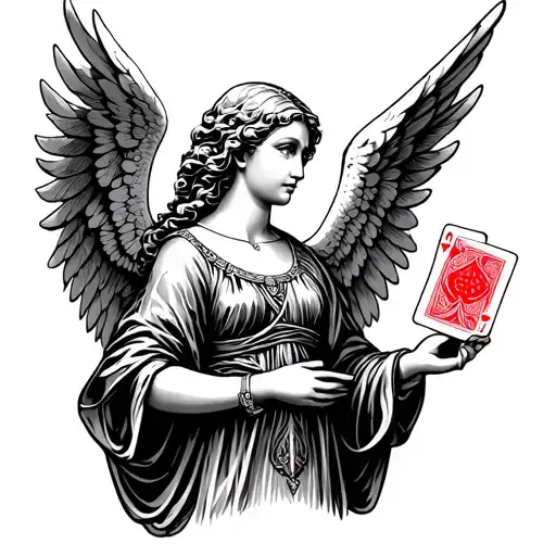 Angel With Poker Card In Hand