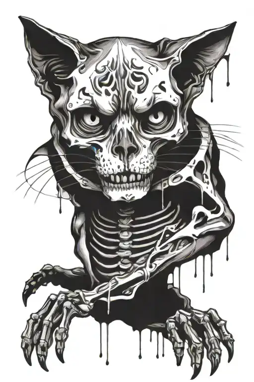 The Skeleton Of A Cat Sneaks Up On Us With Its Tongue Hanging Out