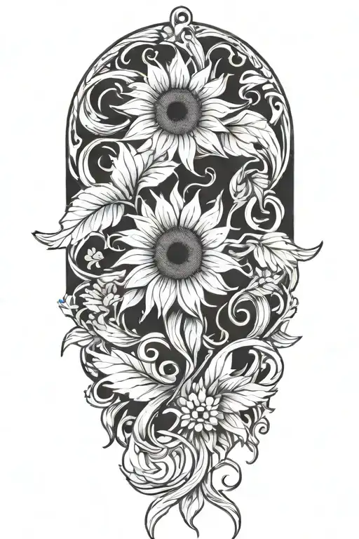 Leather Sunflower Vine With Angel Wing