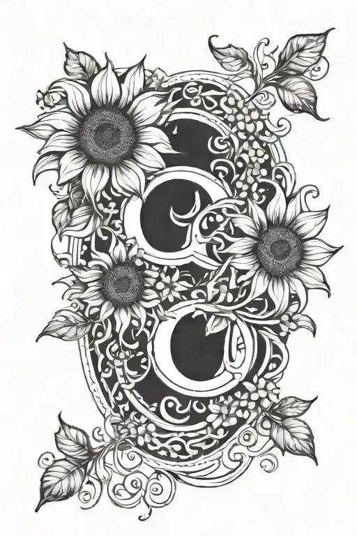 Sunflowers Vine With Letters C And M