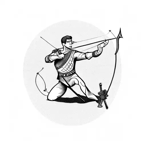 An Archer Shooting A Bow And Arrow At A Moving Target