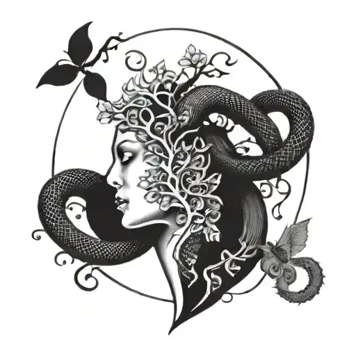 Mother Nature And Tree Of Life With King Cobra Snake