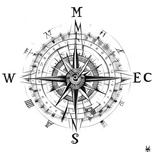 Memento Mori Lettering With A Compass And A Clock