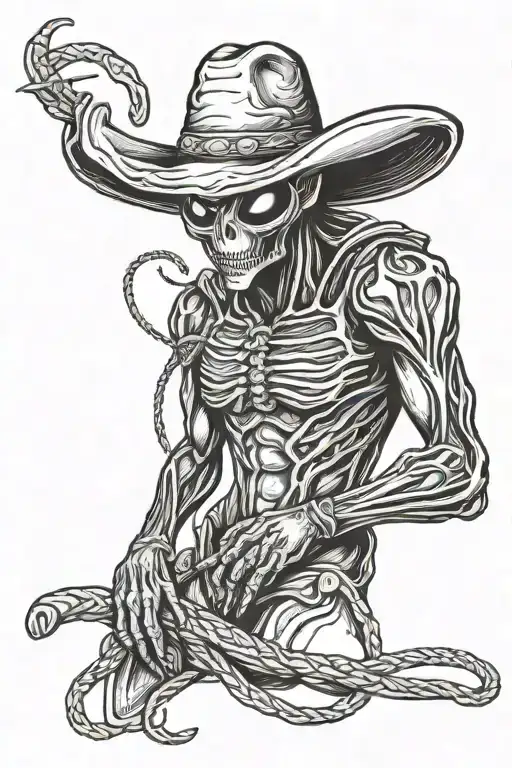 Alien With Lasso Wearing A Cowboy Hat