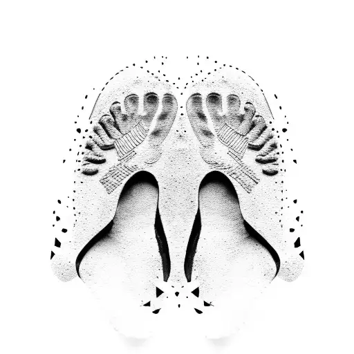 Footprints Alongside Horse Hoof Prints Slowly Fading As The Footprints Continue