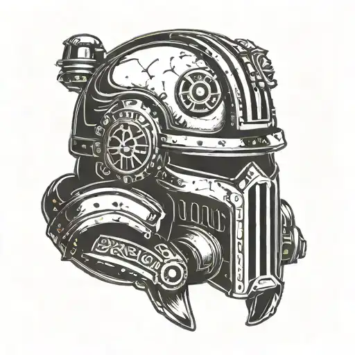 Combine The Iconic Warhammer 40K Space Marine Helmet With A Police Badge Design