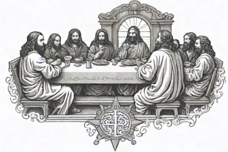 Blank Face Last Supper And With Halo Over Jesus Christ