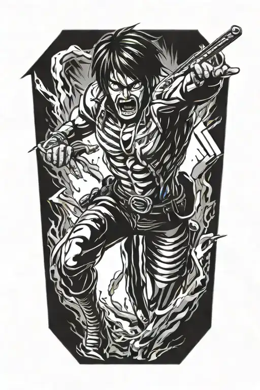 Eren Yaeger In Attack Titan Form With A Fierce Expression Ready For Battle