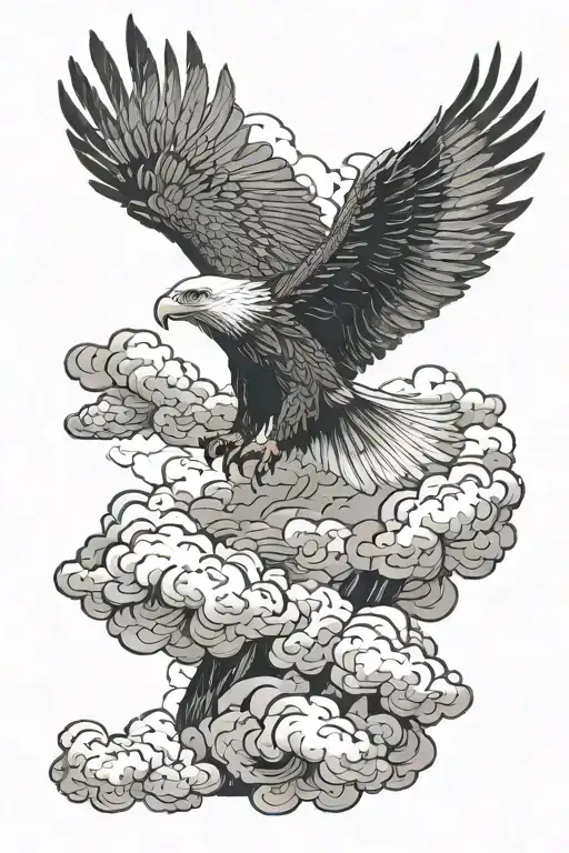 Eagle Surrounded By Clouds Floating Sleeve