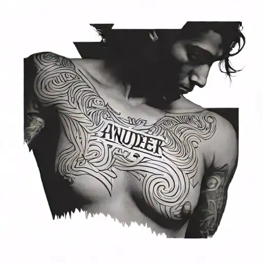 Anudeep Name Signature Minimal On Chest Line