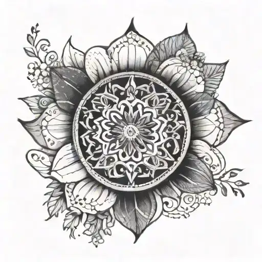 A Detailed Floral Mandala Incorporating Numbers In A Boho Style