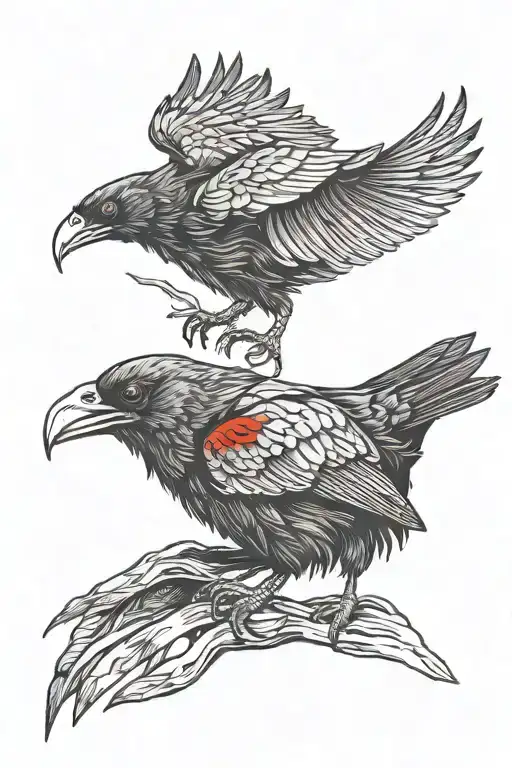 Black Crow With Red Eyes Looking