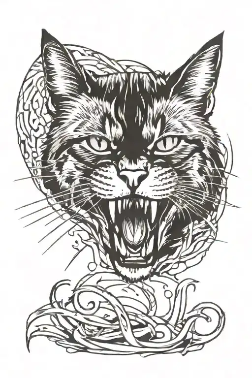 Wild Cat Scratches Half Closed By Patch With A Virgo Sign On It