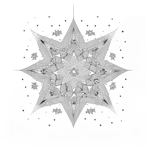 Star Constellations With Persian Flowers