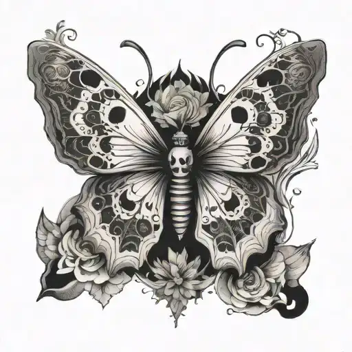 Butterfly With A Hidden Skull In Its Wings Spread Wide