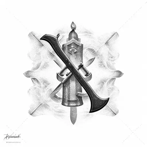 Firefighter Axe With The Letter F In It