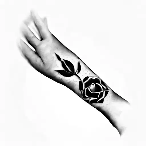 A Tattoo Of A Rose And A Clock