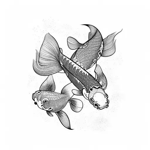 Japanese Koi Fish Swimming In A Paint Palette