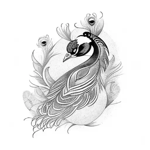 Peacock Fan Out Feathers