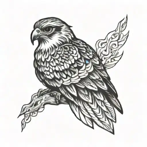 Eternal Falcon Emerging From Fire