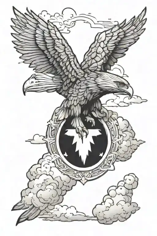 Eagle Surrounded By And Inside Clouds