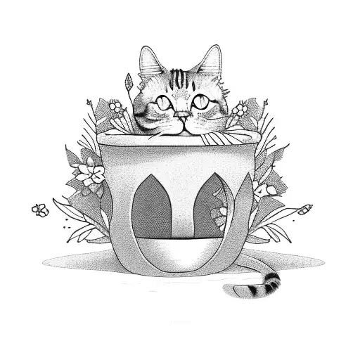 Cat In Flower Pot