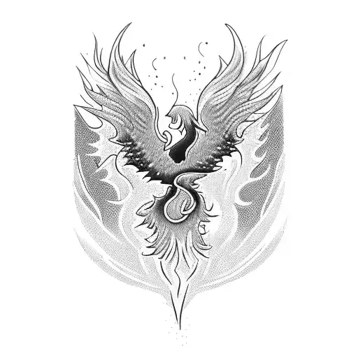 A Blackwork Tattoo Of A Swimmer Transforming Into A Phoenix