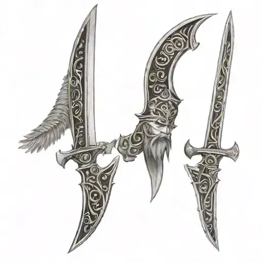 Medieval Warrior With Beard And A Viking Ship Wielding A Sword Surrounded