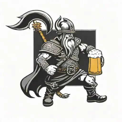 A Viking Warrior Holding A Beer Mug At A Pub