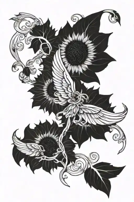 Sunflower Vine And Angel Wings