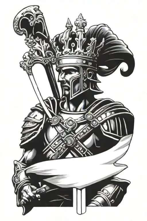 Roman Soldier With A Cross With Crown