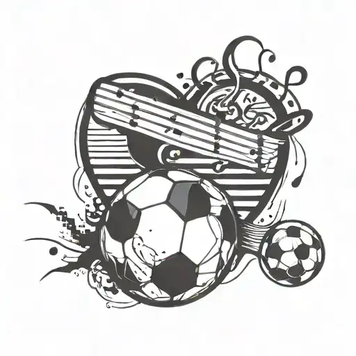 A Tattoo Design Combining Music Notes And Soccer Elements To Represent Your Love For Both Passions